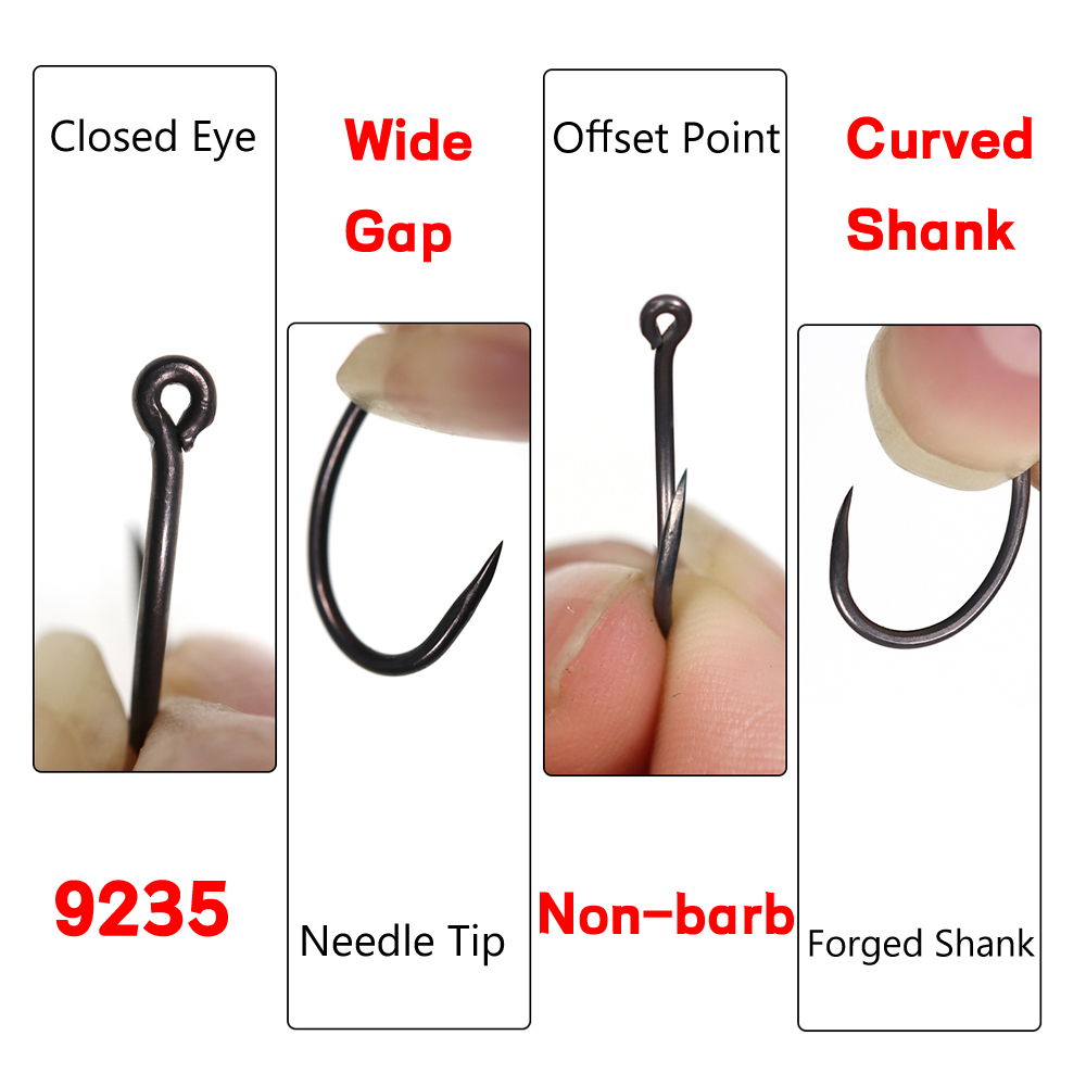 50 قطعة خطاف صيد الكارب أسود غ - مراجعة Fishing Hook Barbless وسعره